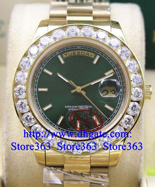 new style green dial 2 ii solid 18 kt yellow gold 41mm bigger diamond watch ceramic bezel mechanical men watches, Slivery;brown
new style green dial 2 ii solid 18 kt yellow gold 41mm bigger diamond watch ceramic bezel mechanical men watches, Slivery;brown