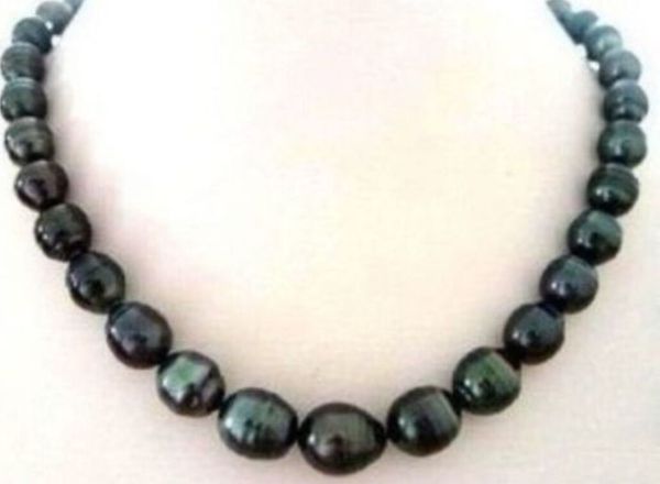 18" 10-12mm baroque natural tahitian black pearl necklace 14k white gold clasp, Silver
18" 10-12mm baroque natural tahitian black pearl necklace 14k white gold clasp, Silver