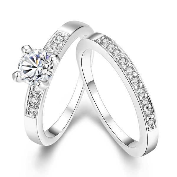 

Роскошные 18K белое золото покрытием полный CZ Кристалл кольца Циркон Кристалл женские обручальные кольца Mix размер
