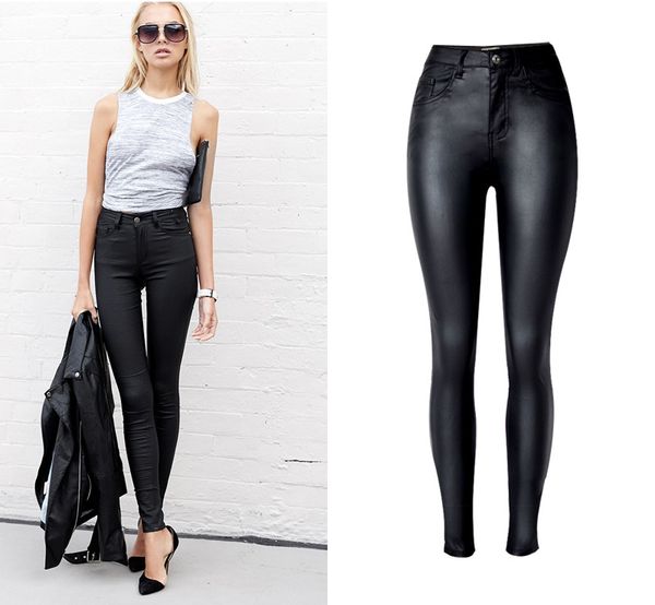 wholesale- women fashion jean high-waist european style stretch pu leather pants black color skinny full length pockets pencil pants, Blue
wholesale- women fashion jean high-waist european style stretch pu leather pants black color skinny full length pockets pencil pants, Blue