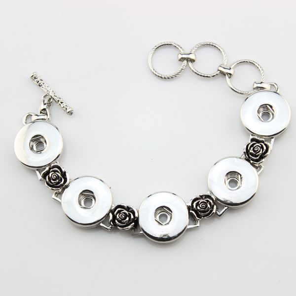 wholesale- diy bangles 18mm ginger snap bracelet metal rose flower button snap jewelry bracelet (25cm+5cm) christmas gifts 5pcs/lot, White
wholesale- diy bangles 18mm ginger snap bracelet metal rose flower button snap jewelry bracelet (25cm+5cm) christmas gifts 5pcs/lot, White
