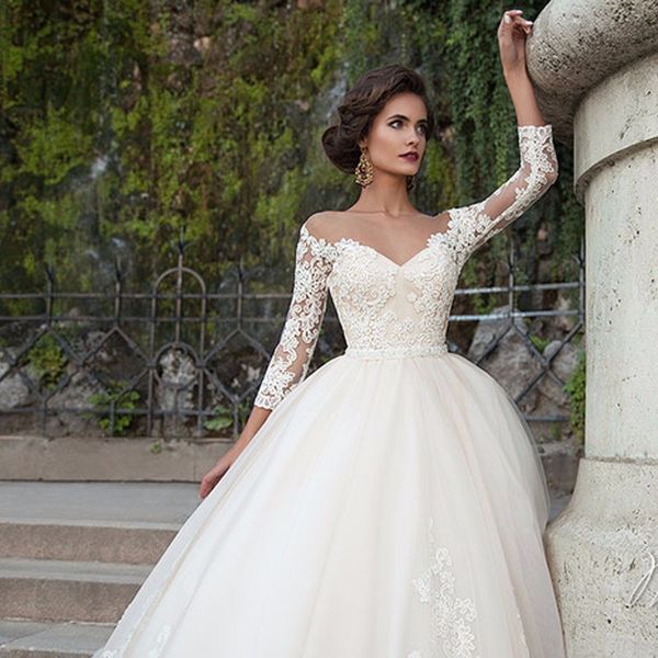 vintage a line lace wedding dresses 2019 with long sleeveless backless scoop court train wedding bridal gowns, White
vintage a line lace wedding dresses 2019 with long sleeveless backless scoop court train wedding bridal gowns, White