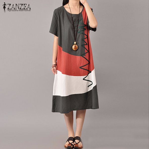 wholesale- zanzea women vintage print dress 2016 summer ladies o neck short sleeve splice casual loose dress mid-calf vestidos plus size, White;black
wholesale- zanzea women vintage print dress 2016 summer ladies o neck short sleeve splice casual loose dress mid-calf vestidos plus size, White;black