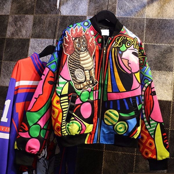 wholesale- oversize harajuku jacket women 2016 autumn and winter cool queen embroidery abstract cat long-sleeved baseball pilot jackets, Black;brown
wholesale- oversize harajuku jacket women 2016 autumn and winter cool queen embroidery abstract cat long-sleeved baseball pilot jackets, Black;brown