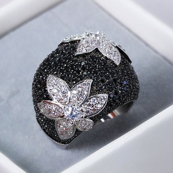black flower ring jewelry jet cz stones color in gold and black 2 tone color large rings for women, Golden;silver
black flower ring jewelry jet cz stones color in gold and black 2 tone color large rings for women, Golden;silver