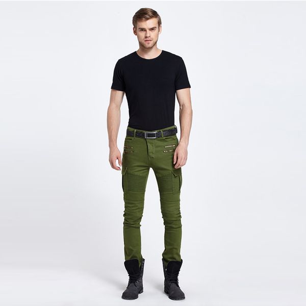wholesale- 2016 new brand men green black motorcycle biker denim men's jeans slim skinny jeans elastic comfortable men's jeans, Blue
wholesale- 2016 new brand men green black motorcycle biker denim men's jeans slim skinny jeans elastic comfortable men's jeans, Blue