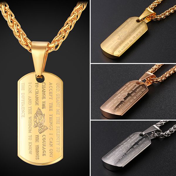 U7 Dog Tag Praying Hands Pendants Necklaces with Bible Verse Gold/Rose Gold Plated Stainless Steel Lucky Gift Jewelry Men/Women GP2519
U7 Dog Tag Praying Hands Pendants Necklaces with Bible Verse Gold/Rose Gold Plated Stainless Steel Lucky Gift Jewelry Men/Women GP2519