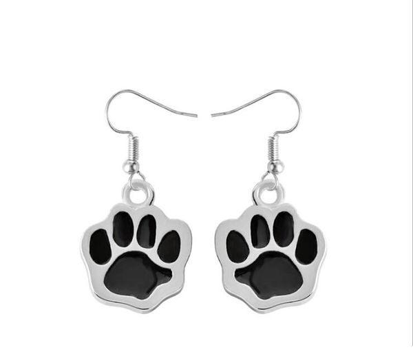 new creative pet dog feet printed drops of oil earrings women's angel wings rhinestone inlaid alloy ear studs party jewelry earrings, Silver 
new creative pet dog feet printed drops of oil earrings women's angel wings rhinestone inlaid alloy ear studs party jewelry earrings, Silver
