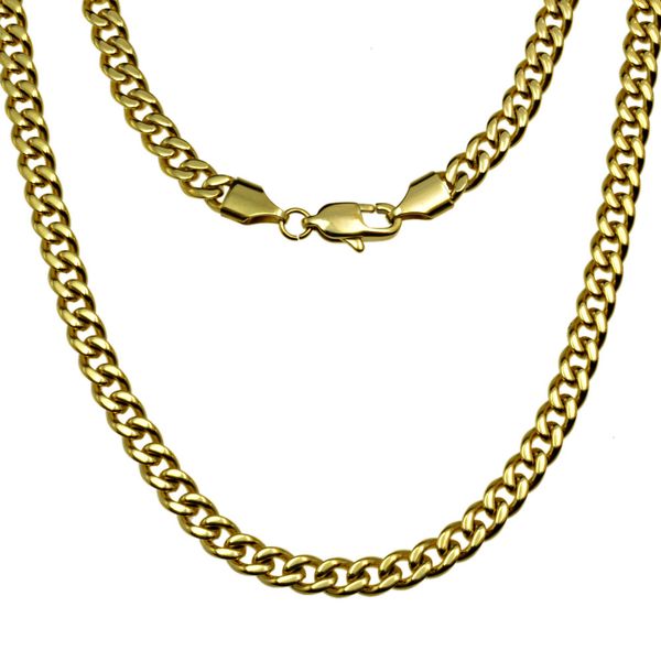 316l gold tone stainless steel cuban curb link chain necklace n325, Silver