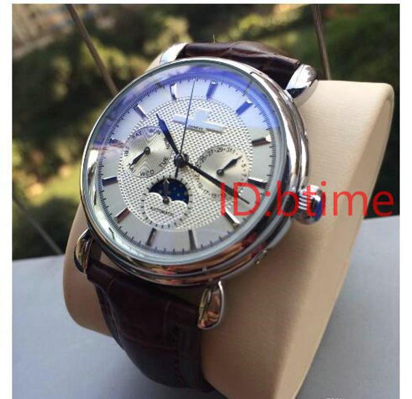 2019 New Brown Leather Fashion Mechanical Men's Stainless Steel Automatic Movement Watch Sports Mens Self-wind Watches Wristwatches