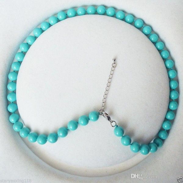 8mm round turquoise blue color shell pearl fashion necklace 18'', Silver
8mm round turquoise blue color shell pearl fashion necklace 18'', Silver
