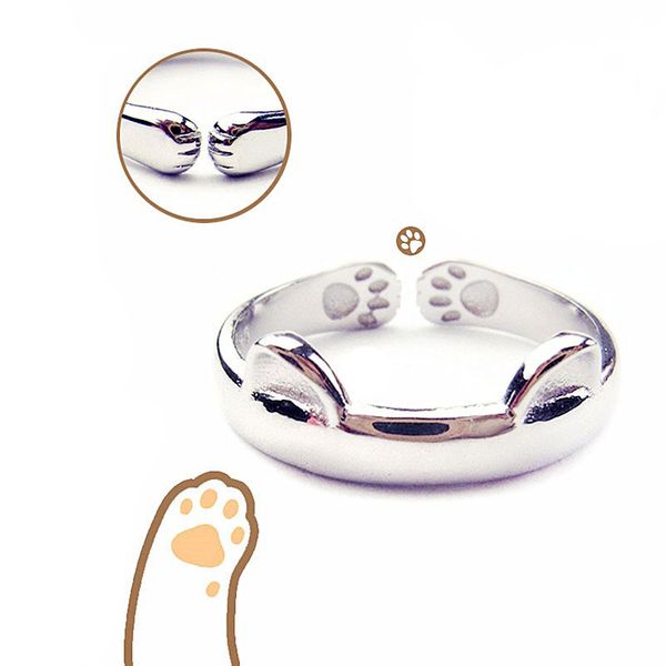 925 Стерлингового Серебра Милый Кот Кольцо Для Женщин Заявление Ювелирные Изделия