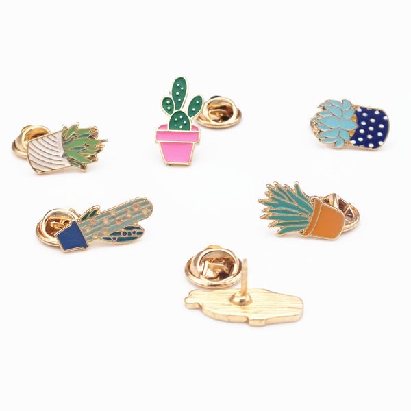 

wholesale- cartoon cute girl plant cactus enamel metal brooch pins metal brooches women fashion decorative badge for clothes badges icons, Gray