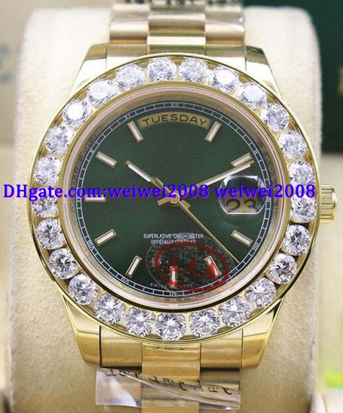 luxury watch +gift box green dial 2 ii solid 18 kt yellow gold 41mm bigger diamond watch ceramic bezel mechanical men watches 18038, Slivery;brown
luxury watch +gift box green dial 2 ii solid 18 kt yellow gold 41mm bigger diamond watch ceramic bezel mechanical men watches 18038, Slivery;brown
