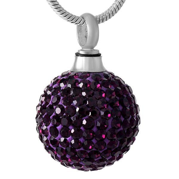 ijd8865 purple ball crystal stainless steel cremation pendant necklace memory ashes keepsake urn stash necklace, Silver
ijd8865 purple ball crystal stainless steel cremation pendant necklace memory ashes keepsake urn stash necklace, Silver