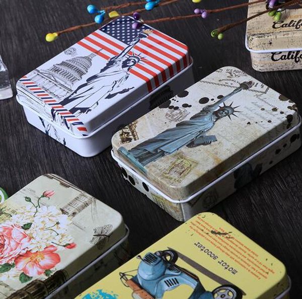 new rectangular slide cover mini iron box storage box wedding jewelry cases portable tin boxs container