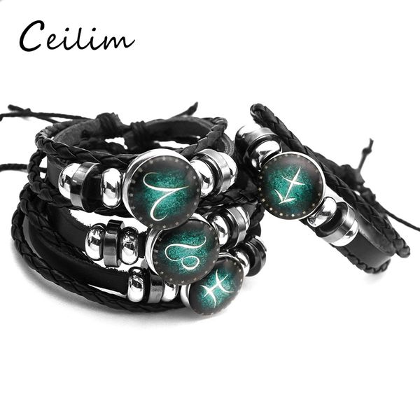 braided adjustable leather punk bracelets 12 constellations bracelet fashion jewelry leather bracelet men women casual personality signs, Black
braided adjustable leather punk bracelets 12 constellations bracelet fashion jewelry leather bracelet men women casual personality signs, Black
