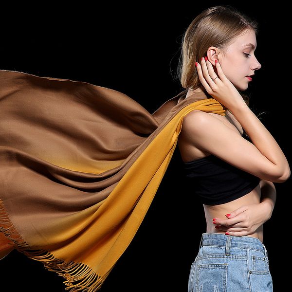 brand scarf blanket for women autumn winter fashion thickening cashmere scarves tassel warmer pashmina gradient tie-dyed long shawl 250g, Blue;gray
brand scarf blanket for women autumn winter fashion thickening cashmere scarves tassel warmer pashmina gradient tie-dyed long shawl 250g, Blue;gray