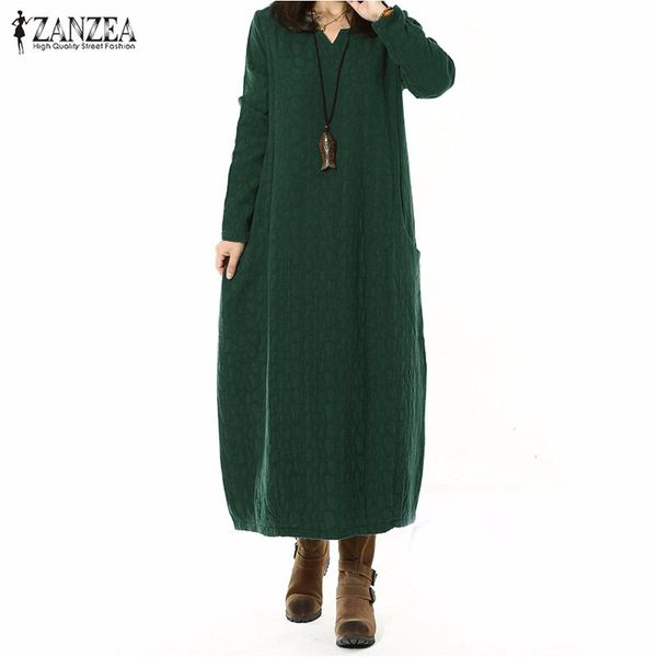 wholesale- fashion autumn 2017 zanzea women cotton linen dress v neck long maxi dresses long sleeve casual loose vestidos plus size s-5xl, White;black
wholesale- fashion autumn 2017 zanzea women cotton linen dress v neck long maxi dresses long sleeve casual loose vestidos plus size s-5xl, White;black