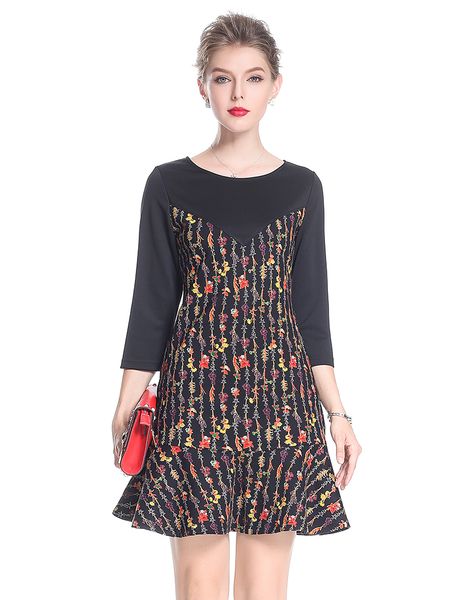flower prit women mermaid dress 3/4 sleeve ol office lady work dresses 0917186, White;black
flower prit women mermaid dress 3/4 sleeve ol office lady work dresses 0917186, White;black