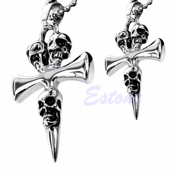 wholesale-new gift men's stainless steel skull cross biker pendant necklace chain, Silver
wholesale-new gift men's stainless steel skull cross biker pendant necklace chain, Silver