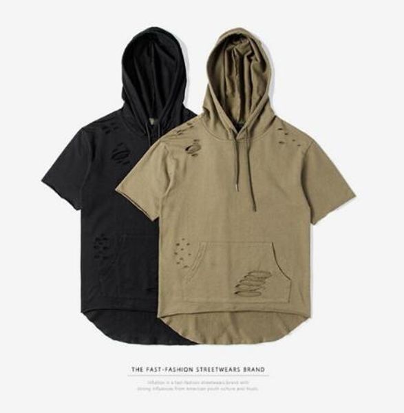 Men T shirt Summer Men Ripped Hole Loose Casual Tops Fashion Summer T-shirt Streetwear Hooded Tshirt kanye west clothes
Men T shirt Summer Men Ripped Hole Loose Casual Tops Fashion Summer T-shirt Streetwear Hooded Tshirt kanye west clothes