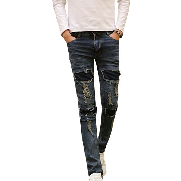 wholesale- new men's ripped jeans brand designer badge patched hip hop vintage washed distressed slim fit denim pants for men n-zk015, Blue
wholesale- new men's ripped jeans brand designer badge patched hip hop vintage washed distressed slim fit denim pants for men n-zk015, Blue