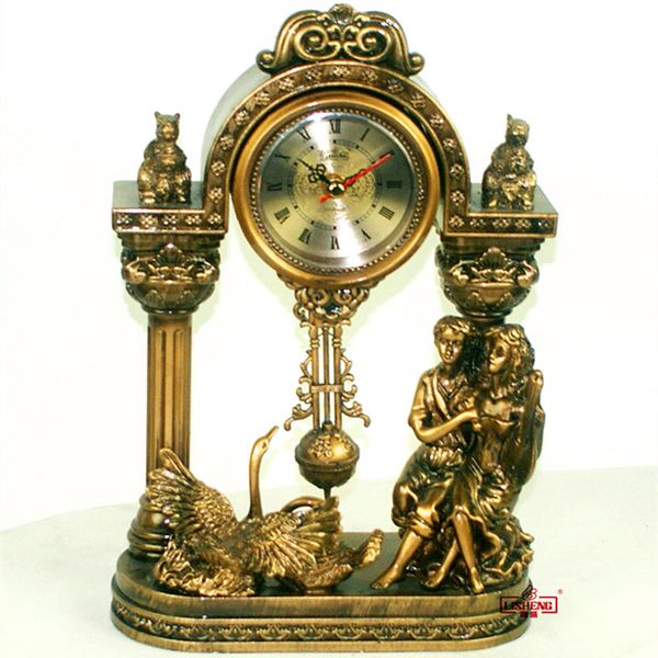 wholesale- fashion resin crafts deskclock pendulum clock european style golden dating lovers sculpture elaborating wedding decoration
wholesale- fashion resin crafts deskclock pendulum clock european style golden dating lovers sculpture elaborating wedding decoration