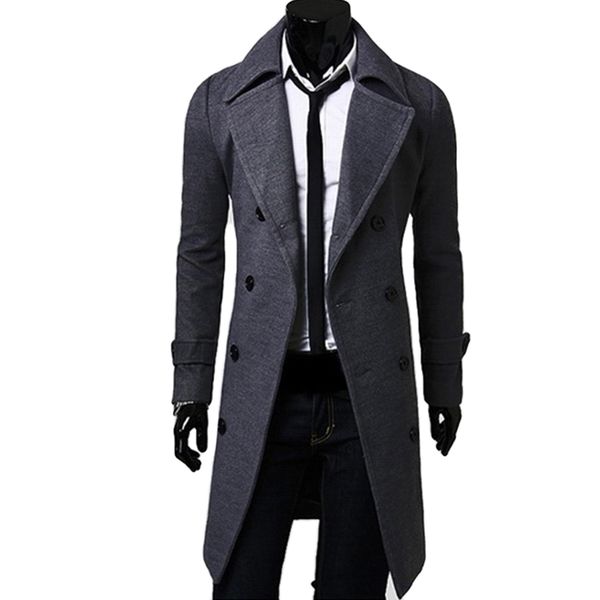 wholesale- 2017 casual winter mens slim stylish trench coat double breasted long jacket thick wool & blends plus size 4xl overcoat, Black
wholesale- 2017 casual winter mens slim stylish trench coat double breasted long jacket thick wool & blends plus size 4xl overcoat, Black