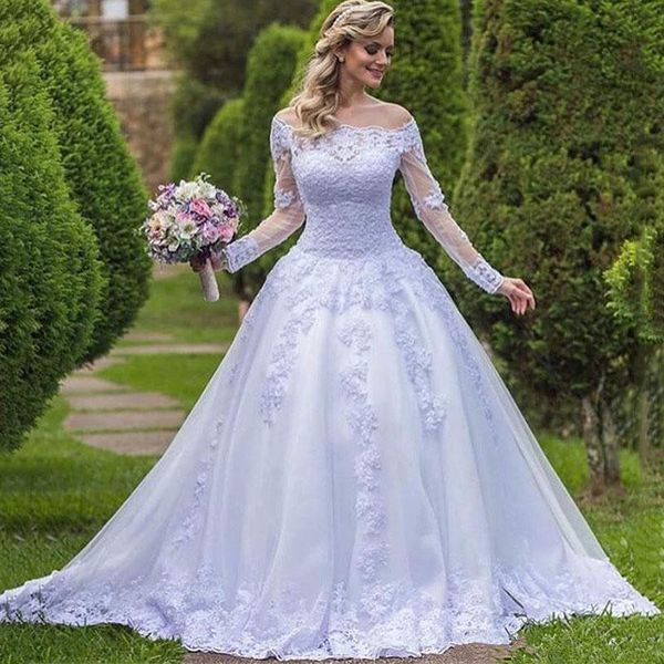 white long sleeve wedding dresses off shoulder lace tulle a line sweep train bridal gowns 2019 winter romantic wedding gowns custom size
white long sleeve wedding dresses off shoulder lace tulle a line sweep train bridal gowns 2019 winter romantic wedding gowns custom size