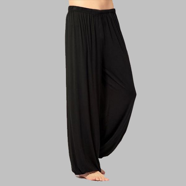 wholesale-plus size pants men and women modal bloomers pants home tai chi joggers sweat pants both ing, Black