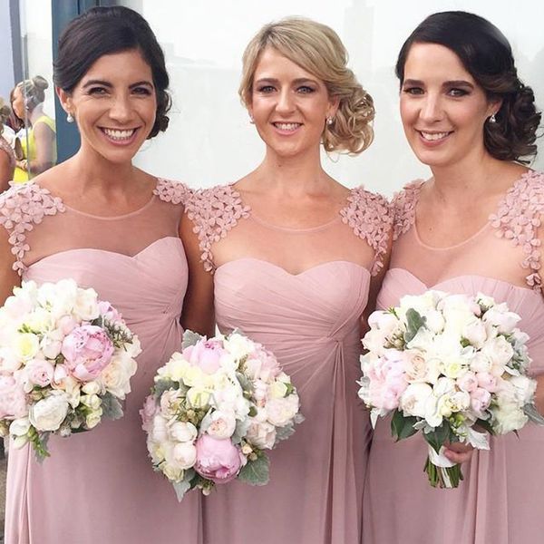 elegant scoop cap sleeves floor-length bridesmaid dress with appliques ruched bodice beach wedding party dresses vestidos cortos de fiesta, White;pink
elegant scoop cap sleeves floor-length bridesmaid dress with appliques ruched bodice beach wedding party dresses vestidos cortos de fiesta, White;pink