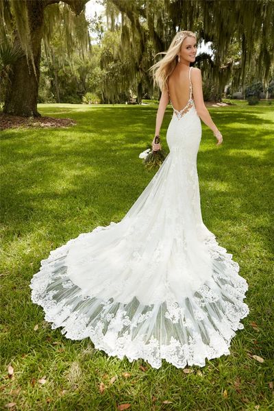 backless mermaid wedding dresses 2019 spaghetti straps lace appliques garden country style wedding dress bridal gowns, White
backless mermaid wedding dresses 2019 spaghetti straps lace appliques garden country style wedding dress bridal gowns, White