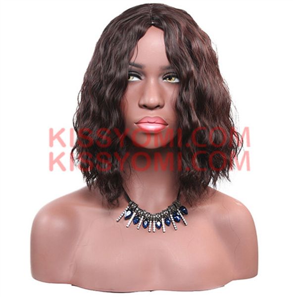 women synthetic wig fashion capless dark brown medium short deep wave daily lolita drag party celebrity wig, Black
women synthetic wig fashion capless dark brown medium short deep wave daily lolita drag party celebrity wig, Black