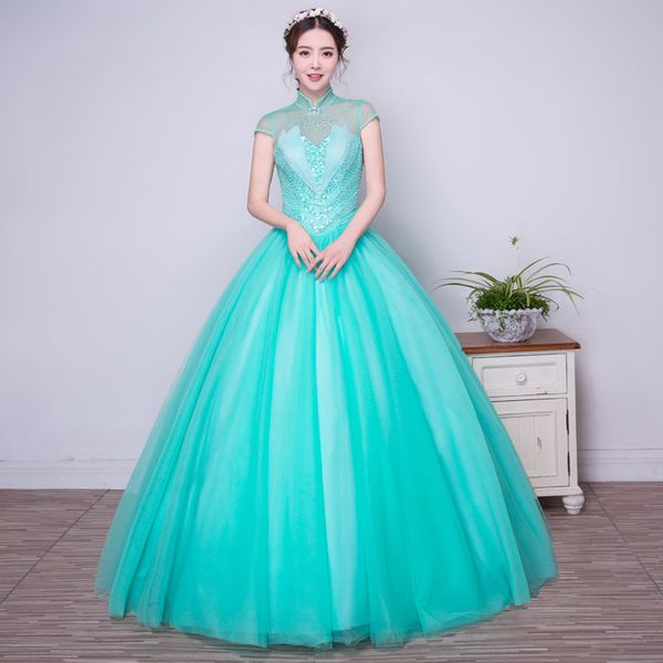 beaded high neck tulle ball gown prom dress long 2017 new short sleeves evening party gowns, Black
beaded high neck tulle ball gown prom dress long 2017 new short sleeves evening party gowns, Black