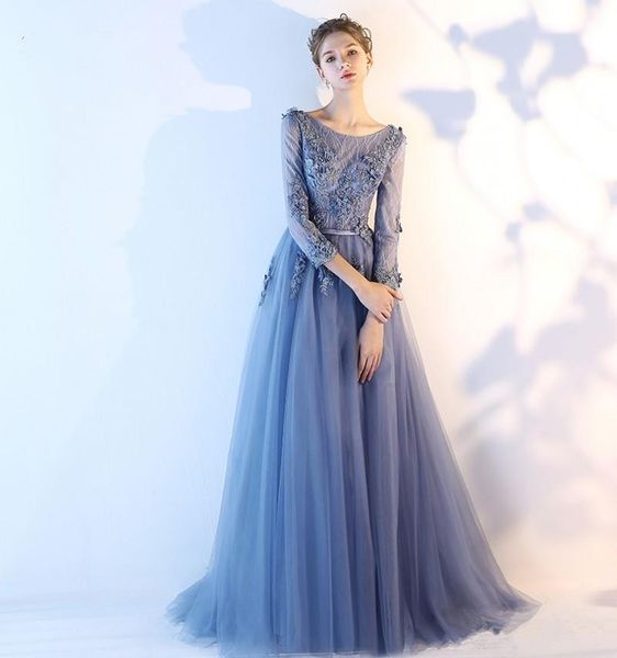 2017 Blue Tulle A-line Lace Appliques Evening Dresses Sheer Corset Party Gowns Sexy Backless 3/4 Sleeves Formal Dress Long Girls Dress, Black;red
2017 Blue Tulle A-line Lace Appliques Evening Dresses Sheer Corset Party Gowns Sexy Backless 3/4 Sleeves Formal Dress Long Girls Dress, Black;red