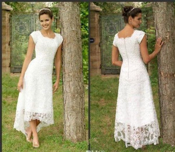 2017 white tea length high low lace wedding dresses u neck cap sleeves modest wedding gowns elegant pleats beach bridal gowns custom made
2017 white tea length high low lace wedding dresses u neck cap sleeves modest wedding gowns elegant pleats beach bridal gowns custom made