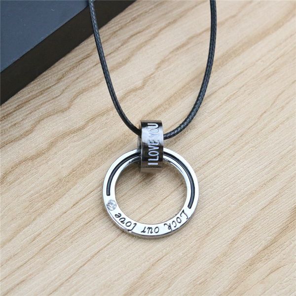 new valentine's day gift ring into circle pendant necklaces i love you letters alloy necklaces for lovers, Silver
new valentine's day gift ring into circle pendant necklaces i love you letters alloy necklaces for lovers, Silver