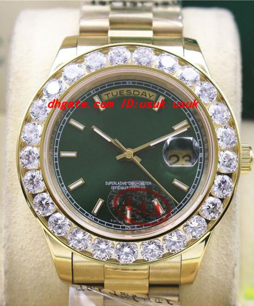 luxury wristwatch new green dial 2 ii solid 18 kt yellow gold 41mm bigger diamond watch ceramic bezel mechanical men watches quality, Slivery;brown
luxury wristwatch new green dial 2 ii solid 18 kt yellow gold 41mm bigger diamond watch ceramic bezel mechanical men watches quality, Slivery;brown