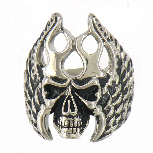 fanssteel stainless steel punk vintage mens or womens jewelry flame wing skull biker ring gift for brothers sisters, Silver
fanssteel stainless steel punk vintage mens or womens jewelry flame wing skull biker ring gift for brothers sisters, Silver