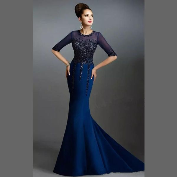 2017 black beaded royal blue satin mermaid evening dress cryatal sheer jewel neck prom party gown with half sleeve formal wear celebrity gow, Black;red
2017 black beaded royal blue satin mermaid evening dress cryatal sheer jewel neck prom party gown with half sleeve formal wear celebrity gow, Black;red