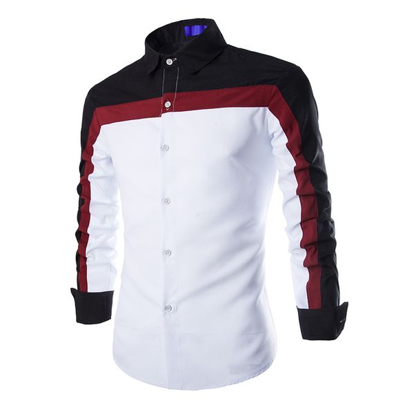 syb new white fashion men's casual slim long sleeve personality shirt three color patchwork shirt black red, White;black
syb new white fashion men's casual slim long sleeve personality shirt three color patchwork shirt black red, White;black