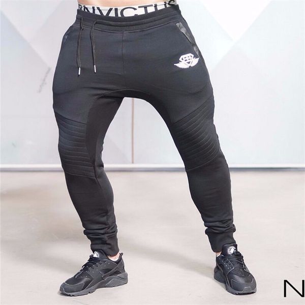 

wholesale-2016 new gold medal fitness pants, stretch cotton men's fitness pants pants body engineers jogger fitness, Black