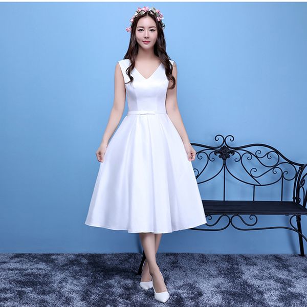v neck satin evening dress tea length 2018 new formal dress wear simple evening gowns lace up, Black;red
v neck satin evening dress tea length 2018 new formal dress wear simple evening gowns lace up, Black;red