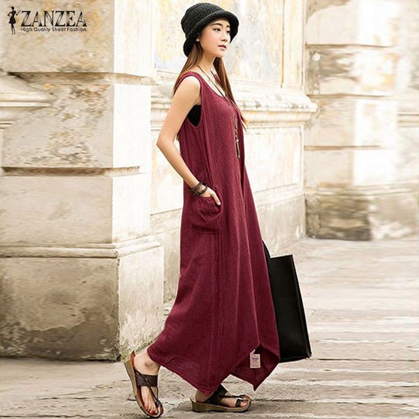 wholesale- 2016 summer zanzea women casual loose sleeveless long dress vintage pockets cotton irregular maxi dresses plus size vestidos, White;black
wholesale- 2016 summer zanzea women casual loose sleeveless long dress vintage pockets cotton irregular maxi dresses plus size vestidos, White;black