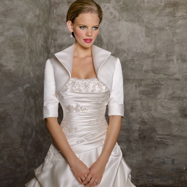 Free Custom Made 1/2 Sleeve Satin Fashion Neckline Design Bridal Jacket Wholesale Bolero European American Style
Free Custom Made 1/2 Sleeve Satin Fashion Neckline Design Bridal Jacket Wholesale Bolero European American Style