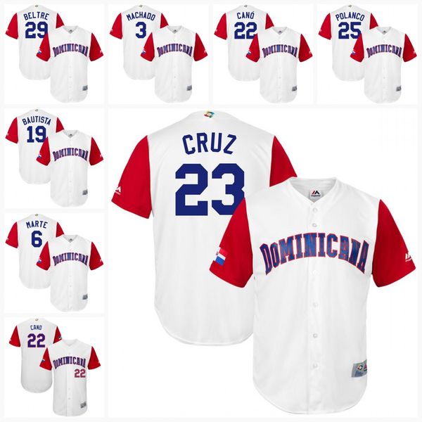 Men Dominican Republic 2017 World Baseball Classic Jersey 3 Manny Machado 6 Starling Marte 19 Jose Bautista 22 Robinson Cano Team Jerseys
Men Dominican Republic 2017 World Baseball Classic Jersey 3 Manny Machado 6 Starling Marte 19 Jose Bautista 22 Robinson Cano Team Jerseys