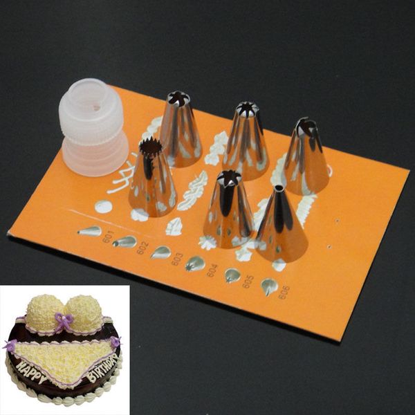 wholesale- 6pcs flower cake mold mouth icing nozzles with converter cake cookie decorating tool kitchen accessories bakery tools
wholesale- 6pcs flower cake mold mouth icing nozzles with converter cake cookie decorating tool kitchen accessories bakery tools