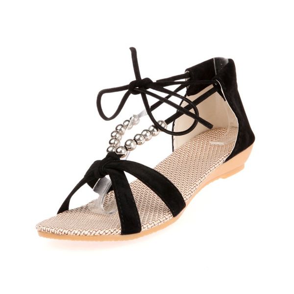 2017 roman style missing toe beaded crossed lace sandals non-slip rubber base slope with flat shoes, Black
2017 roman style missing toe beaded crossed lace sandals non-slip rubber base slope with flat shoes, Black