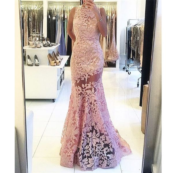 simple design pink o neck sleeveless see through evening dress backless mermaid sheer lace prom dresses, Black
simple design pink o neck sleeveless see through evening dress backless mermaid sheer lace prom dresses, Black